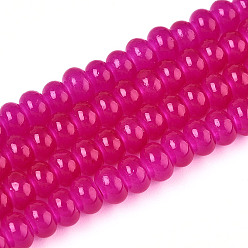 Камелия Имитация нефритовые четки стекла, прозрачные бусины-рондели, окрашенные в технике выпечки, камелия, 6~6.5x3.5~4 мм, отверстие : 1.2 мм, около 185~193 шт / нитка, 29.92~31.10 дюйм (76~79 см)