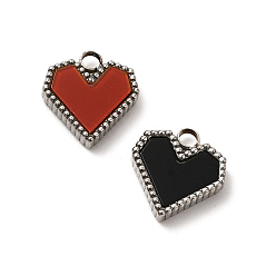Mixed Color 304 Stainless Steel Pendants, with Acrylic, Heart, Mixed Color, 12x11x3mm, Hole: 2mm