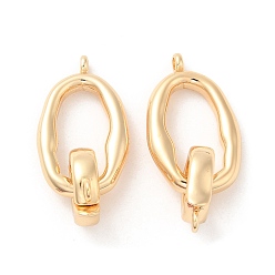 Real 18K Gold Plated Brass Fold Over Clasps, Oval, Real 18K Gold Plated, 31.5mm, Hole: 1.2mm