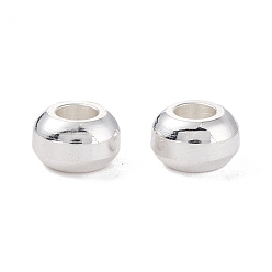 925 Sterling Silver Plated Brass Beads, Round Column, 925 Sterling Silver Plated, 5x3mm, Hole: 2mm