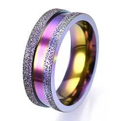 Rainbow Color 201 рифленое кольцо из нержавеющей стали для женщин, Радуга цветов, внутренний диаметр: 15 мм, широк: 6 мм