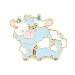 Небесно-голубой Эмалевая булавка для скота, Значок из сплава для окраски рюкзака, одежды, золотые, голубой, 25x32 мм