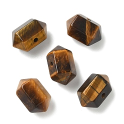 Тигровый глаз Бусины-пули из натурального тигрового глаза с двумя заостренными концами и гранеными гранями, 16~17x10~11x9~9.5 мм, отверстие : 1~1.5 мм