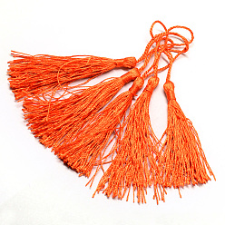Оранжево-Красный Украшения полиэстер кисточкой, кулон украшения, оранжево-красный, 130x6 мм, кисточка: 70~90 мм