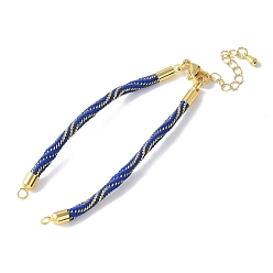 Черный Нейлона шнур браслеты, для изготовления браслета с соединителем, с реечным покрытием, золотыми застежками-карабинами и удлинителями цепочек, долговечный, без кадмия и без свинца, чёрные, 5-3/4~6x1/8x1/8 дюйм (14.7~15.2x0.3 см)