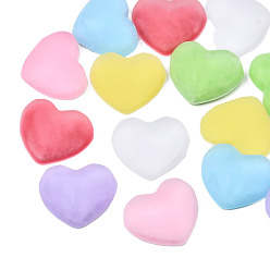 Mixed Color Acrylic Cabochons, Rubberized Style, Heart, Mixed Color, 16x19.5x8mm