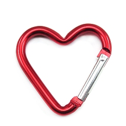 Красный Карабин с винтовой блокировкой из цинкового сплава, сердце, красные, 43.2x42 мм