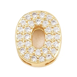 Letter O Латунные микропаве из прозрачного кубического циркония, долговечный, стойки покрытие, без свинца и без кадмия, реальный 18 k позолоченный, Письмо O, 11.5x9.5x4.5 мм, отверстие : 1.5x4.5 мм