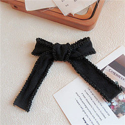 large black Exquisite Pearl Fabric Butterfly Hair Clip Elastic Headband Ribbon Clamp
