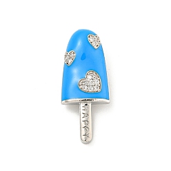 Темно-Голубой Стойка металлическая латунная микропрофилированная кубическая циркония подвески, с эмалью, долговечный, без кадмия и без свинца, платина, мороженое, глубокое синее небо, 25.5x10.5x7 мм, отверстие : 6.5x2.5 мм