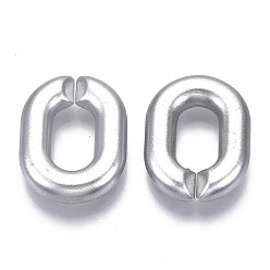 Silver Opaque Spray Painted Acrylic Linking Rings, Quick Link Connectors, for Jewelry Cable Chains Making, Oval, Silver, 24x18x5mm, Inner Diameter: 13x7mm, about 384pcs/500g
