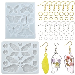 Золотой & Серебряный Силиконовые формы для подвесок-бабочек своими руками для изготовления сережек своими руками, золотой и серебряный, 8~108x8~108x0.7~8 мм, отверстие : 1~6.5 мм