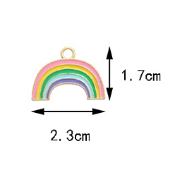 Rainbow Golden Alloy with Enamel Pendants, Pride Rainbow Flag Theme, Rainbow, 23x17mm