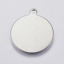 Stainless Steel Color 201 Stainless Steel Stamping Blank Tag Pendants, Flat Round, Stainless Steel Color, 29x25x1mm, Hole: 2.5mm