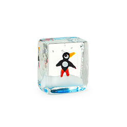 Penguin Glass Cat Pocket Fish Figurines, for Home Car Desktop Decoration, Penguin, 28.6x17.6x33mm