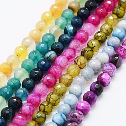 Mixed Color Faceted Natural Agate Beads Strands, Dyed & Heated, Round, Mixed Color, 6mm, Hole: 0.5mm, about 63pcs/strand, 14.4 inch(36.5cm)
