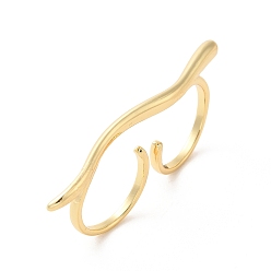 Real 18K Gold Plated Brass Double Rings, Open Cuff Rings, Real 18K Gold Plated, Inner Diameter: 17~18mm