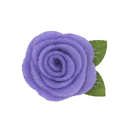 Medium Purple Wool Felt Cabochons, Rose, Medium Purple, 50x40mm