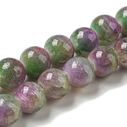 Lime Green Dyed Natural Jade Beads Strands, Round, Lime Green, 6~6.5mm, Hole: 1mm, about 66pcs/strand, 15.75 inch(40cm)
