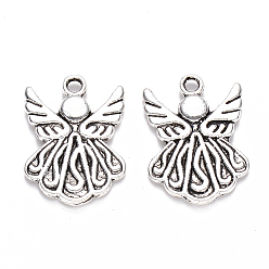 Antique Silver Tibetan Style Alloy Pendants, Angel, Cadmium Free & Nickel Free & Lead Free, Antique Silver, 21x15x2mm, Hole: 1.8mm, about 606pcs/1000g