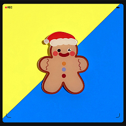 Gingerbread Man Christmas Theme Acrylic Brooch Pin, Badge for Backpack Clothes, Gingerbread Man, 30~50mm