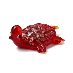 Red Handmade Lampwork Fridge Magnet, Tortoise, with Gold Sand, Red, 42x34.5x17mm