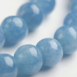 Light Blue Natural Gemstone Beads Strands, Dyed, Imitation Aquamarine, Round, 8mm, Hole: 1mm, about 48pcs/strand, 14.9 inch