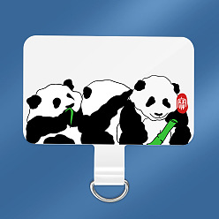 Panda PVC Plastic Mobile Phone Lanyard Transparent Patch Fixing Gasket, Rectangle, Panda, 3.5x5.5cm