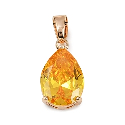 Золотистый Кулон из циркония, слезинки, долговечный, без свинца и без кадмия, золотые, 18x10x6 мм, отверстие : 5x3 мм