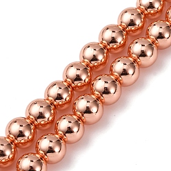 Гальванический Розовый Золотой Стеклянные бусины с гальваническим покрытием , круглые, покрытием из розового золота, 8x7.5 мм, отверстие : 1.2 мм, около 54 шт / нитка, 8.07'' (20.5 см)