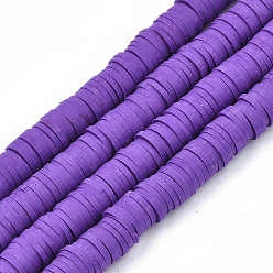 Mauve Handmade Polymer Clay Beads Strands, for DIY Jewelry Crafts Supplies, Heishi Beads, Disc/Flat Round, Mauve, 6x0.5~1mm, Hole: 1.8mm, about 290~320pcs/strand, 15.75 inch~16.14 inch(40~41cm)