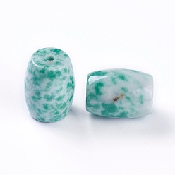 Камень с Зелеными Точками Натуральные зеленые пятна яшмы, баррель, 19~21x13~16 мм, отверстие : 1.5~2 мм