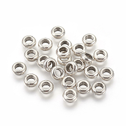 Antique Silver Alloy Spacers Beads, Rondelle, Lead Free and Cadmium Free, Antique Silver, 7x3mm,Hole:4mm