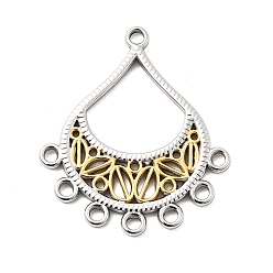 Золотой & Цвет Нержавеющей Стали Ионное покрытие (ip) 304 звенья компонентов люстры из нержавеющей стали, слеза, золотые и нержавеющая сталь цвет, 35x31x2.5 мм, отверстия : 2 mm и 2.5 мм