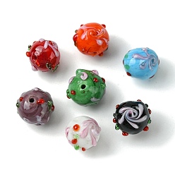 Mixed Color Handmade Bumpy Lampwork Beads, Round, Mixed Color, 14.5~15.5x13.5mm, Hole: 1.4mm