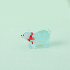 Аквамарин Светящиеся скульптуры из смолы для украшения витрин, для украшения стола домашнего офиса, светится в темноте, белый медведь, аквамарин, 45x28 мм