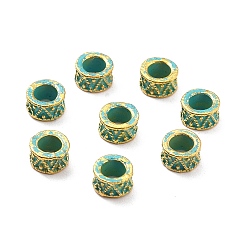 Golden & Green Patina Tibetan Style Alloy Beads, Column, Golden & Green Patina, 6x3.5mm, Hole: 3.5mm