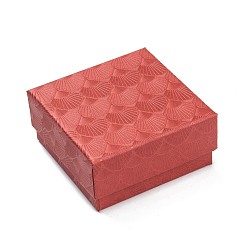Red Cardboard Gift Box Jewelry Set Box, for Necklace, Bracelets, with Black Sponge Inside, Square, Red, 7.5x7.5x3.6cm, Inner Diameter: 7x7cm