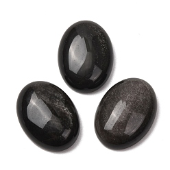 Silver Sheen Obsidian Natural Silver Sheen Obsidian Cabochons, Oval, 25x18x7~7.5mm