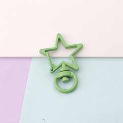 Light Green Spray Painted Alloy Swivel Snap Clasps, for Bag Making, Star, Light Green, 34x24mm