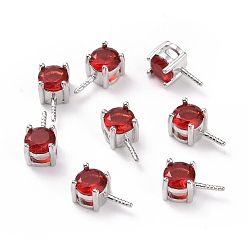 FireBrick Rhodium Plated 925 Sterling Silver Peg Bails, with Cubic Zirconia, Square, Platinum, FireBrick, 9x4x4.5mm, Hole: 2.5x1.5mm, Pin: 0.6mm