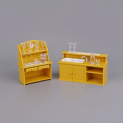 Желтый Пластиковая мини модель, аксессуары для кукольного домика с микро-ландшафтом, притворяясь опорными украшениями, желтые, 101x88x68 мм