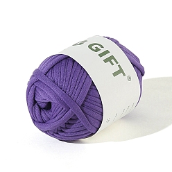 Dark Violet Polyester Cloth Yarn, For Hand Knitting Thick Thread, Crochet Cloth Yarn, Dark Violet, 5mm, about 32.81 Yards(30m)/Skein