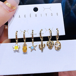 Gold plating Luxury Fashion Earrings Set - Exquisite Egg Flower Pineapple Turtle Leaf Ear Clips and Pendants.