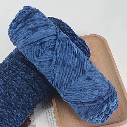 Steel Blue Wool Chenille Yarn, Velvet Hand Knitting Threads, for Baby Sweater Scarf Fabric Needlework Craft, Steel Blue, 3mm, about 87.49 Yards(80m)/Skein