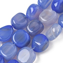 Королевский синий Природный агат бисер нитей, окрашенная и подогревом, самородки, упавший камень, королевский синий, 14~15x10~14x8~9.5 мм, отверстие : 1.6 мм, около 12~13 шт / нитка, 7.09~7.48'' (18~19 см)