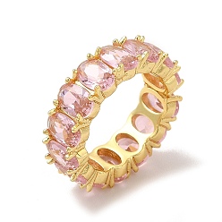 Pearl Pink Cubic Zirconia Over Wrap Finger Ring, Real 18K Gold Plated Brass Jewelry for Women, Lead Free & Cadmium Free, Pearl Pink, 6mm, Inner Diameter: 15.5mm