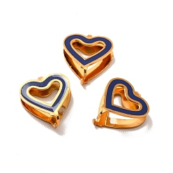Marine Blue 304 Stainless Steel Snap on Bails, with Enamel, Heart, Golden, Marine Blue, 11x9.5x3.5mm, Pin: 0.9mm