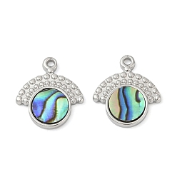 Нержавеющая Сталь Цвет 304 подвески из натуральной ракушки пауа из нержавеющей стали, грибные прелести, цвет нержавеющей стали, 17x15.5x2 мм, отверстие : 1.5 мм