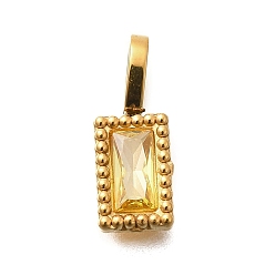 Желтый 304 из нержавеющей стали амулеты горный хрусталь, ионное покрытие (ip), прямоугольник амулеты, желтые, 14.5x5.5x2.5 мм, отверстие : 4.5x2.5 мм